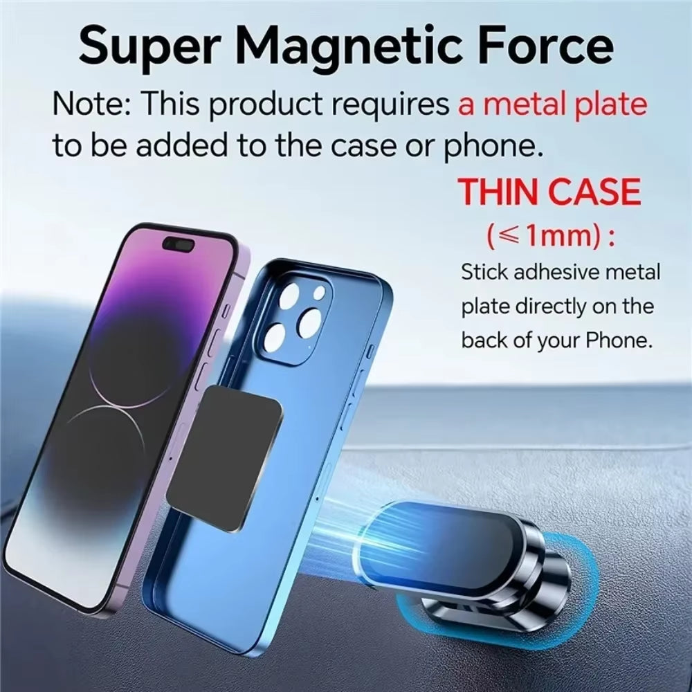 Metal Strong Magnetic Car Phone Holder Magnet 360° Swivel Cell Phone Stand in Car GPS Support for Iphone Xiaomi Huawei Samsung